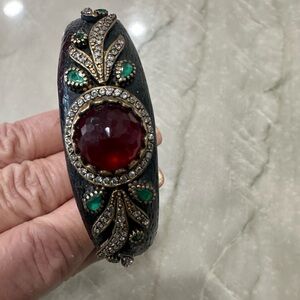 Elegant Red and Green Gemstone Bracelet